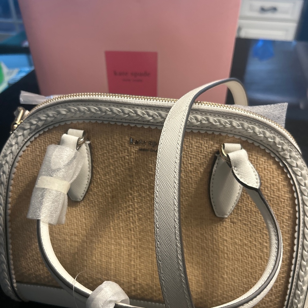 Kate spade Reiley straw and leather dome satchel